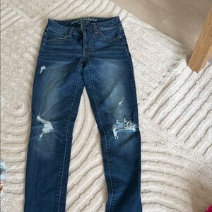 American Eagle Outfitters Women's Dark Blue Skinny Jeans